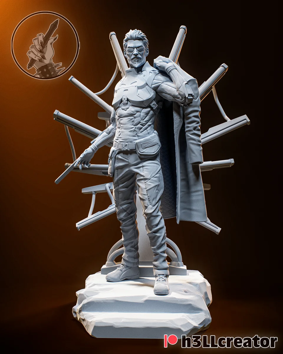 Adam Jensen | Fan Art | 3D Printed Resin Model Garage Kit | *Un-Painted* | H3LL Creator 3