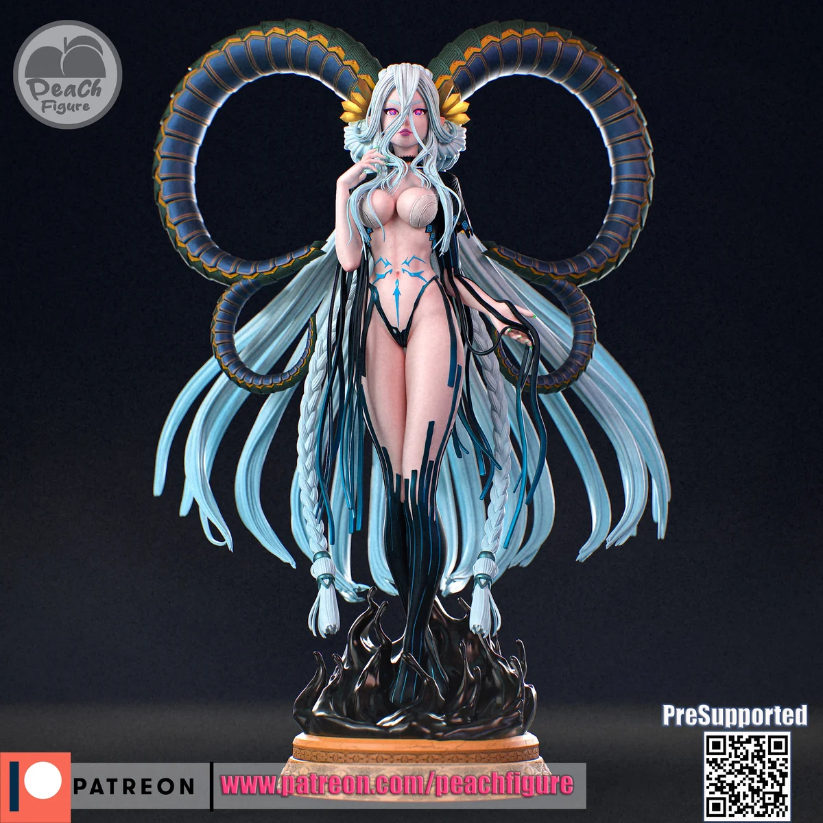Tiamat | Fan Art | 3D Printed Resin Model Garage Kit | *Un-Painted* | Peach Figure 3