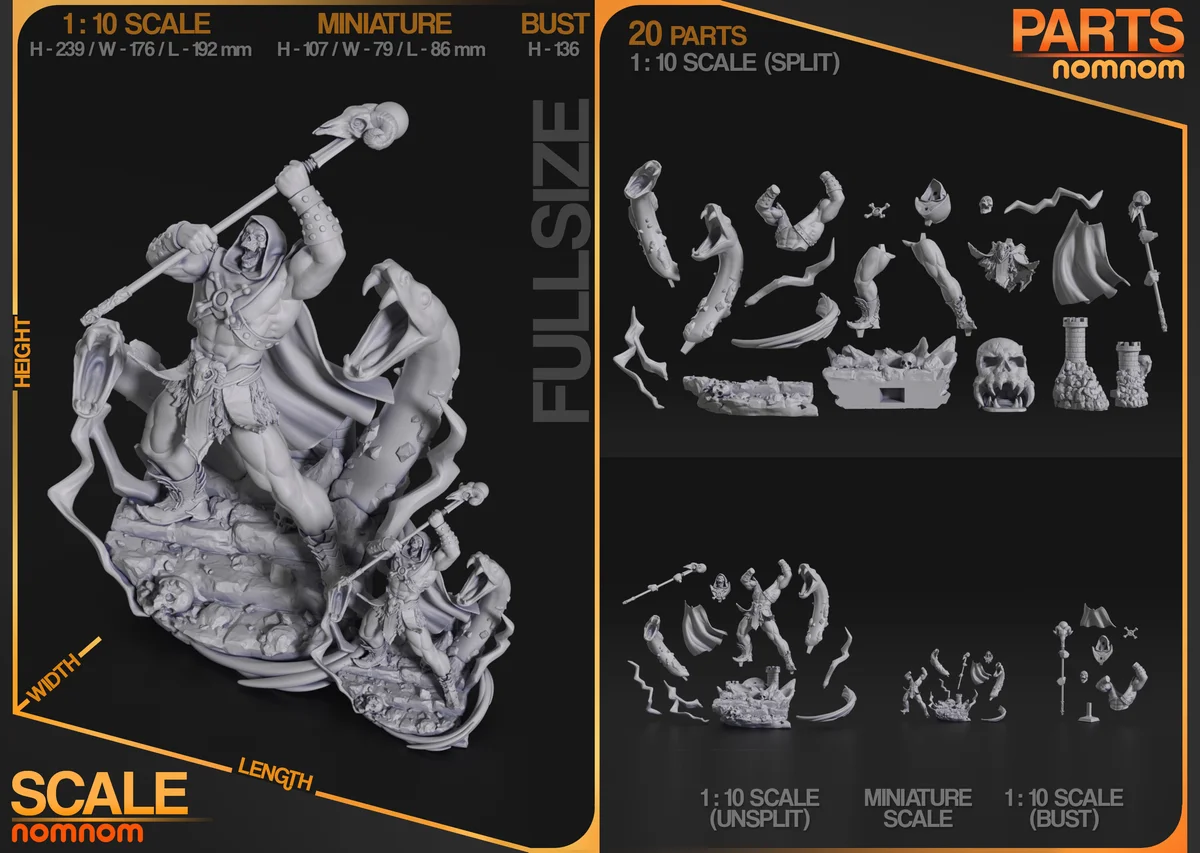Skeletor | Fan Art | 3D Printed Resin Model Garage Kit | *Un-Painted* | Nomnom 11