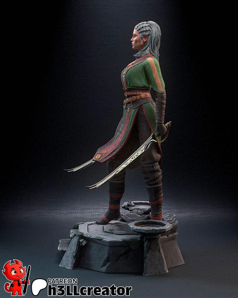 Jaheira | Fan Art | 3D Printed Resin Model Garage Kit | *Un-Painted* | H3LL Creator 3