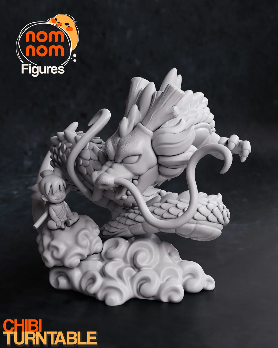 Chibi Shenron with Goku | Fan Art | 3D Printed Resin Model Garage Kit | *Un-Painted* | Nomnom 6