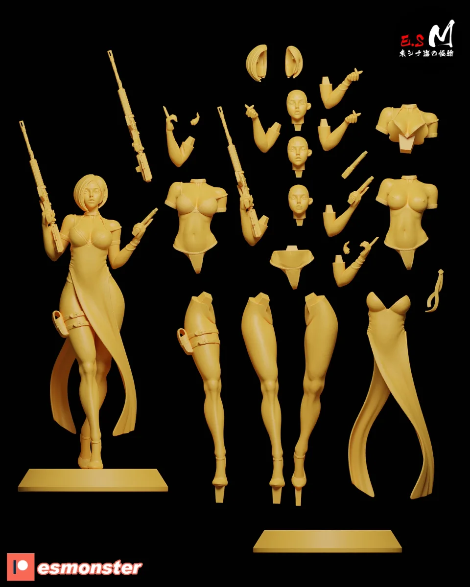 Ada Wong v1 | Fan Art | 3D Printed Resin Model Garage Kit | *Un-Painted* | ES Monster 8