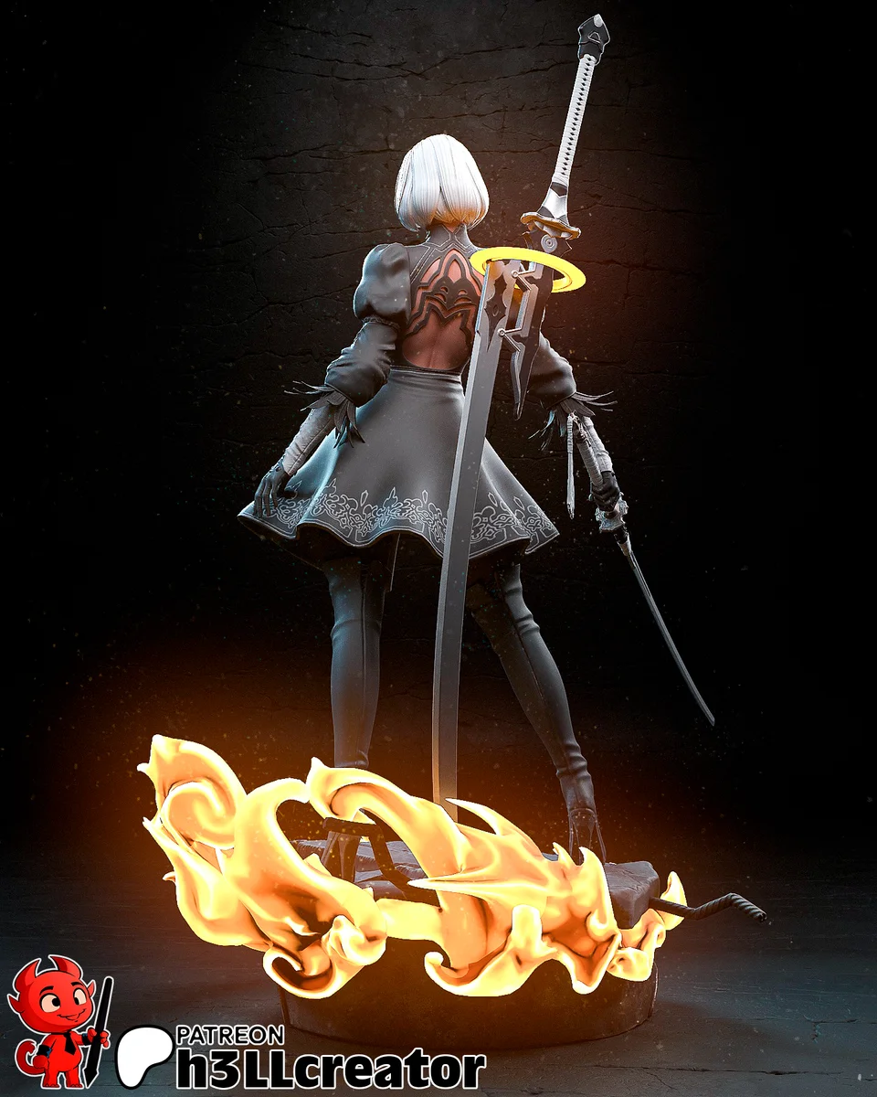 2B | Fan Art | 3D Printed Resin Model Garage Kit | *Un-Painted* | H3LL Creator 5