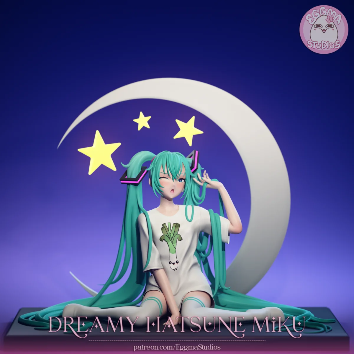 Sleepy Hatsune Miku | Fan Art | 3D Printed Resin Model Garage Kit | *Un-Painted* | EggmaStudios 3