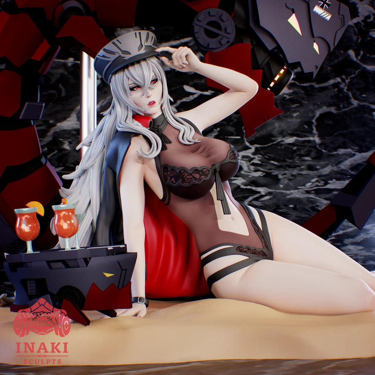 Graf Zeppelin Beachside | Fan Art | 3D Printed Resin Model Garage Kit | *Un-Painted* | Inaki Sculpts 3