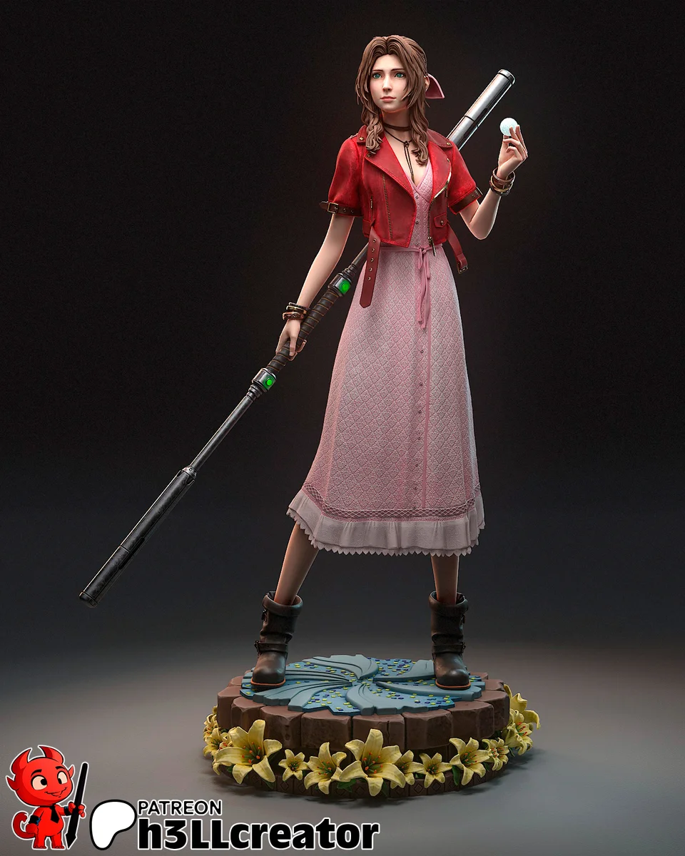 Aerith Gainsborough | Fan Art | 3D Printed Resin Model Garage Kit | *Un-Painted* | H3LL Creator 3
